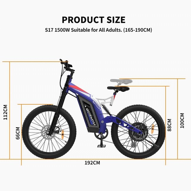 AOSTIRMOTOR S17-1500W 48V20Ah 1500W Electric Bike, 26