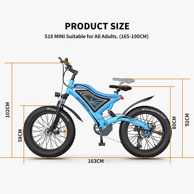 AOSTIRMOTOR S18-Mini 48V15Ah 500W Fat Tire Electric Mountain Bike, 20'