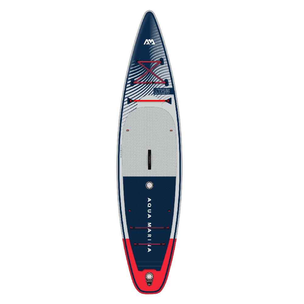 [FREE GIFT - $50 VALUE] AQUA MARINA HYPER BT-23HY02 Navy Touring SUP With Hydrodynamic Rail Edges & Adjustable Bungee, 12FT (SAK23285)