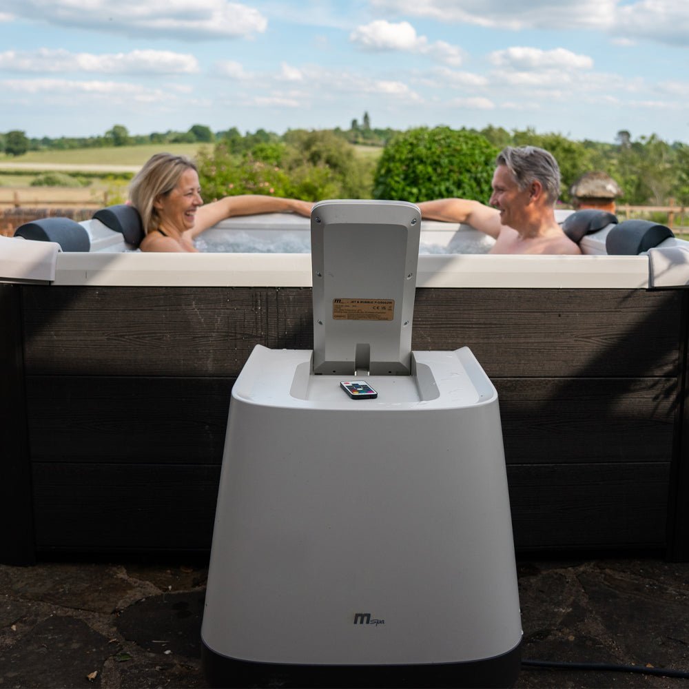 (FREE GIFT - $100 VALUE) MSPA F-OS063W OSLO Supreme 6-Person Square Spa W/ LED Lights & Integrated App Control, 120 Jets (SAK73420)