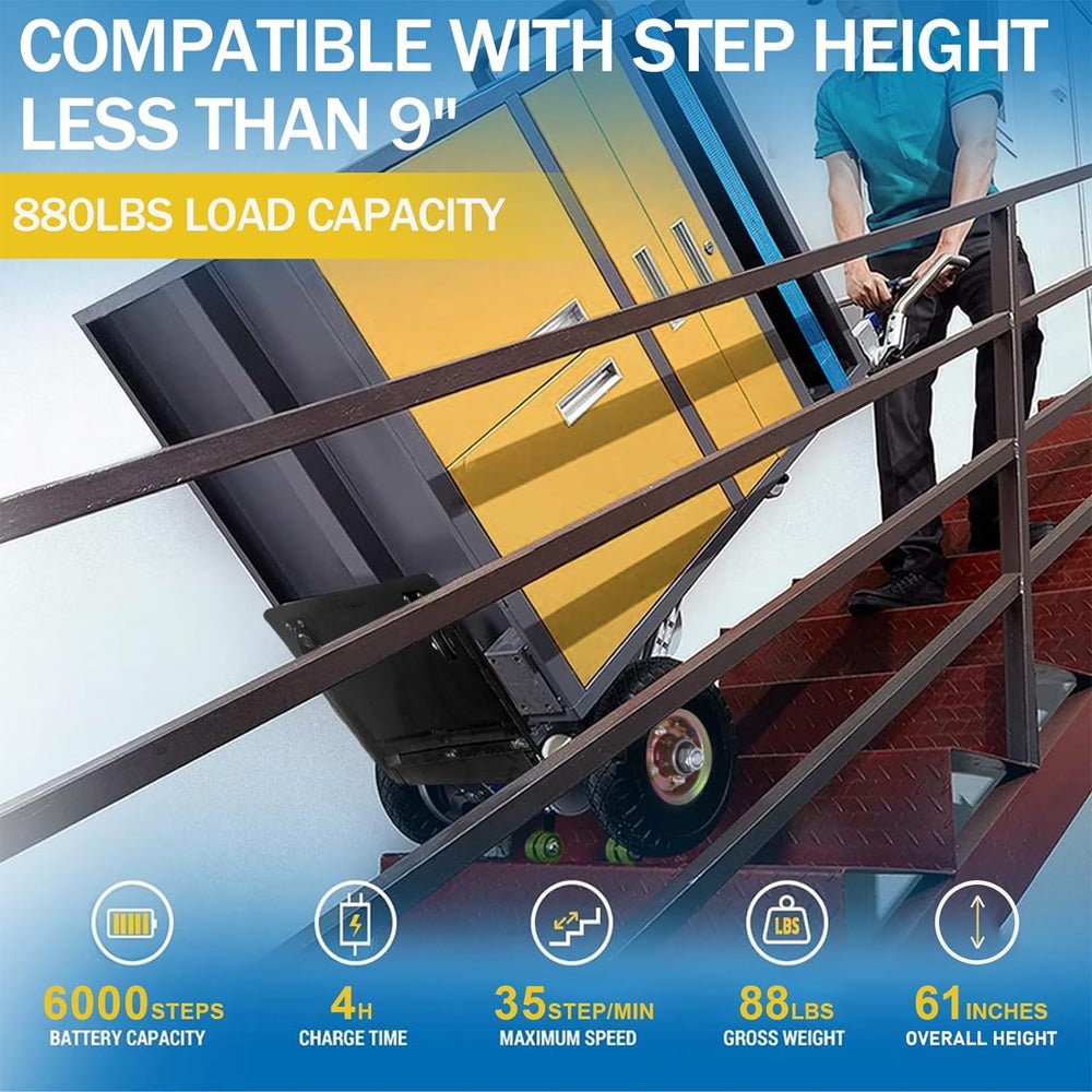 Heavy Duty Electric Motorized Stair Climbing Hand Truck Dolly, 880LBS (96372821)