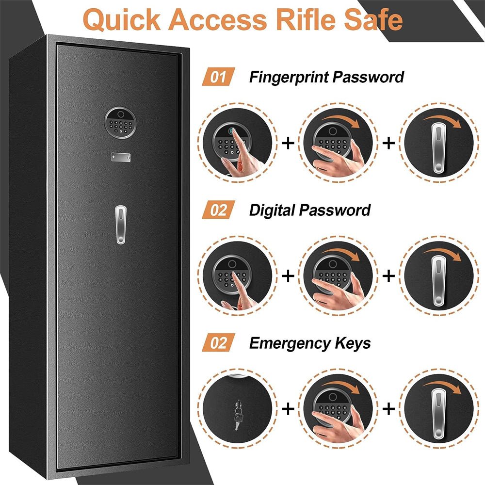 57 Inch High Capacity Extra Large Biometric Home Gun Safe W/ Inner Lockbox For Rifles & Pistols (93516472)