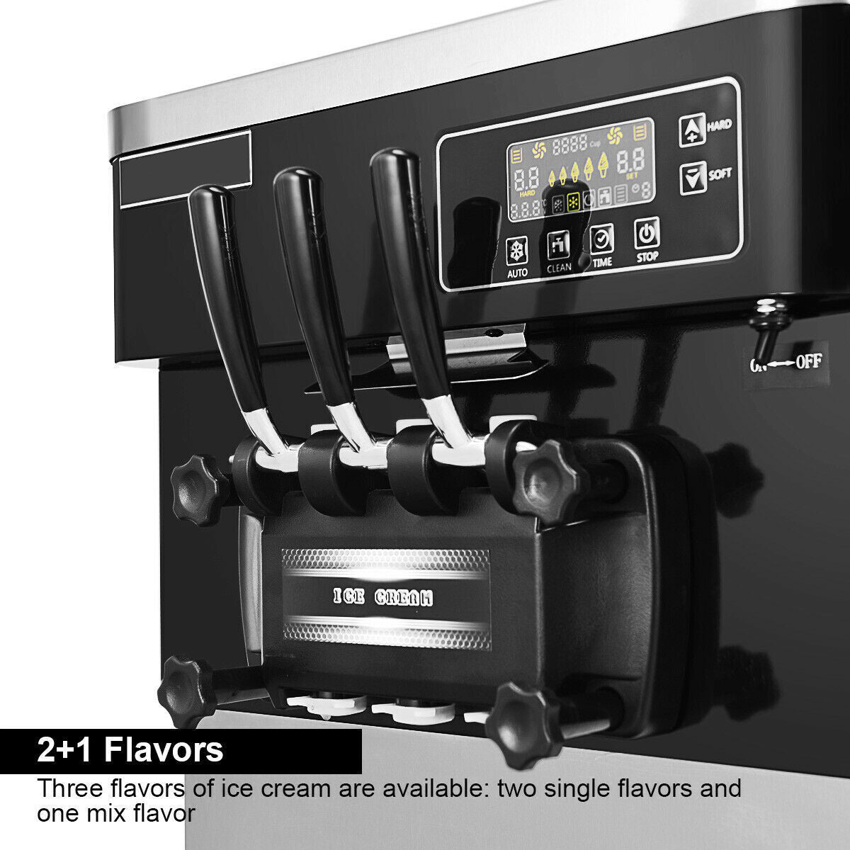 Large 20-28LH 3 Flavor Stainless Steel Commercial Ice Cream Machine W/ LCD Display, 2200W (93747150)