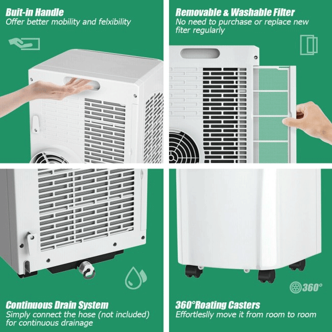 Portable Electric Stand Up AC Unit W/ Sleep Mode & Dehumidifier, 8000 BTU