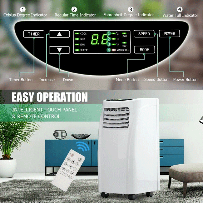 Portable Electric Stand Up AC Unit W/ Sleep Mode & Dehumidifier, 8000 BTU