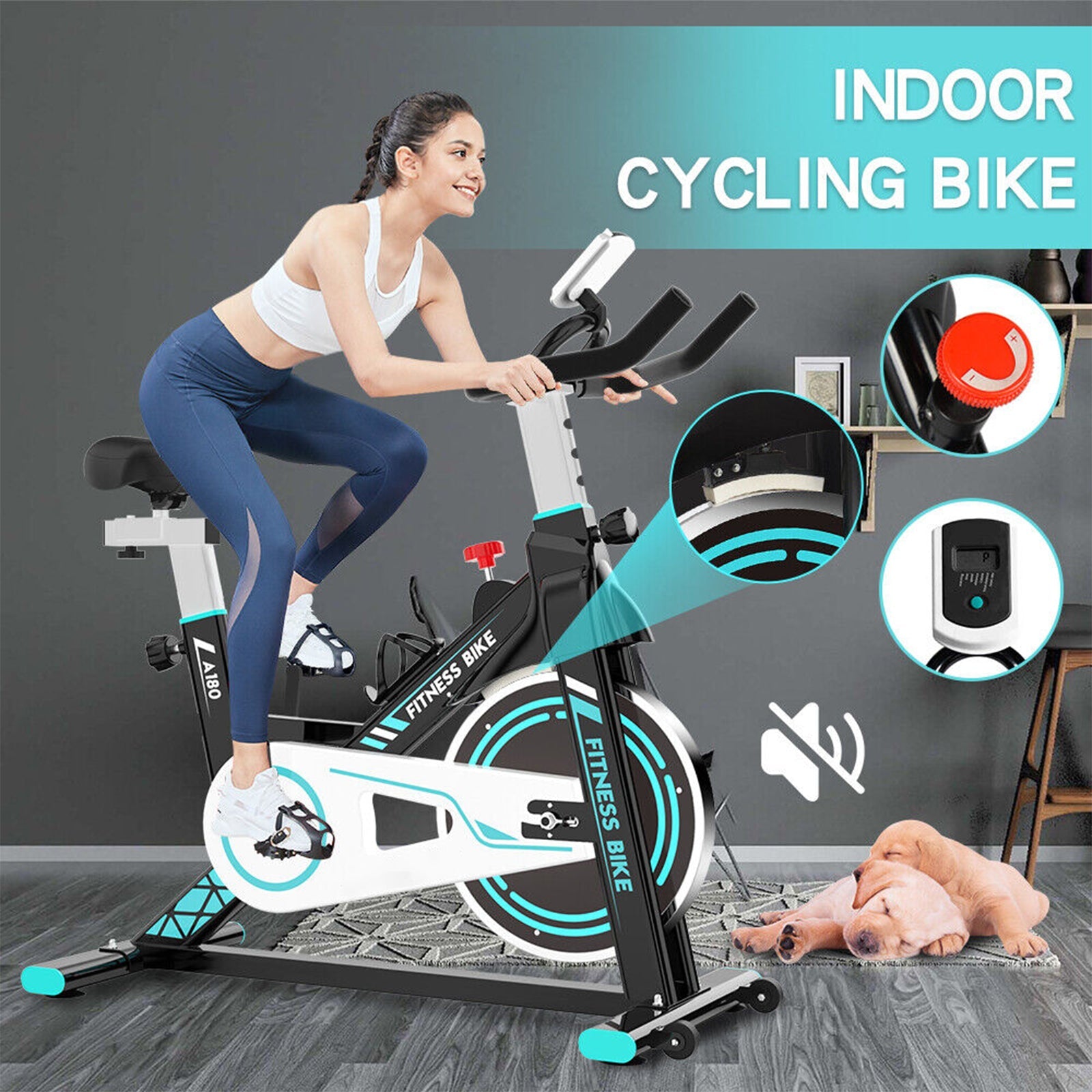 Premium Indoor Stationary Cycling Spin Workout Excercise Bike, 360LBS (95601435)