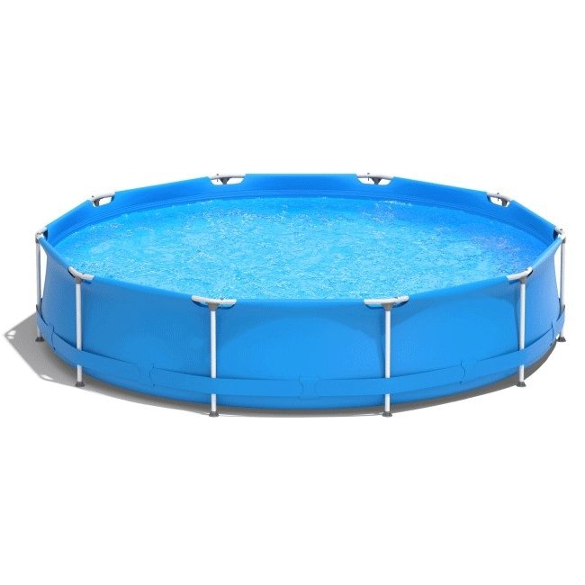 Large Round Above Ground Swimming Pool With Pool Cover, 12FT