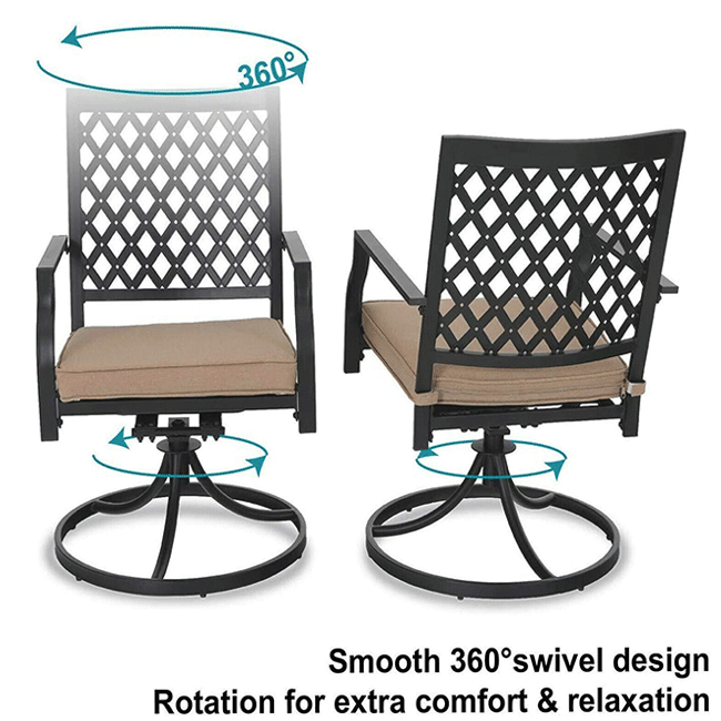 SOPHIA & WILLIAM Outdoor Gas Fire Pit Table Set W/ Cushioned Swivel Dining Chairs, 5PCS