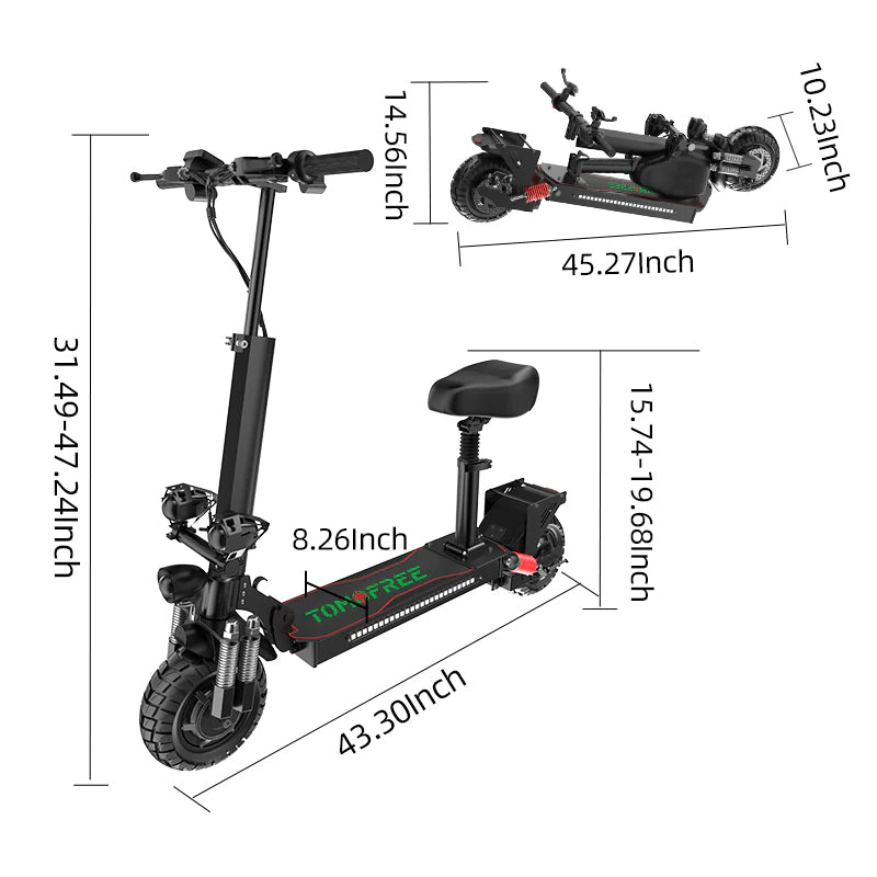 TOMOFREE ES10 Foldable Off-Road Electric Scooter Bike W/ Seat (93241567)