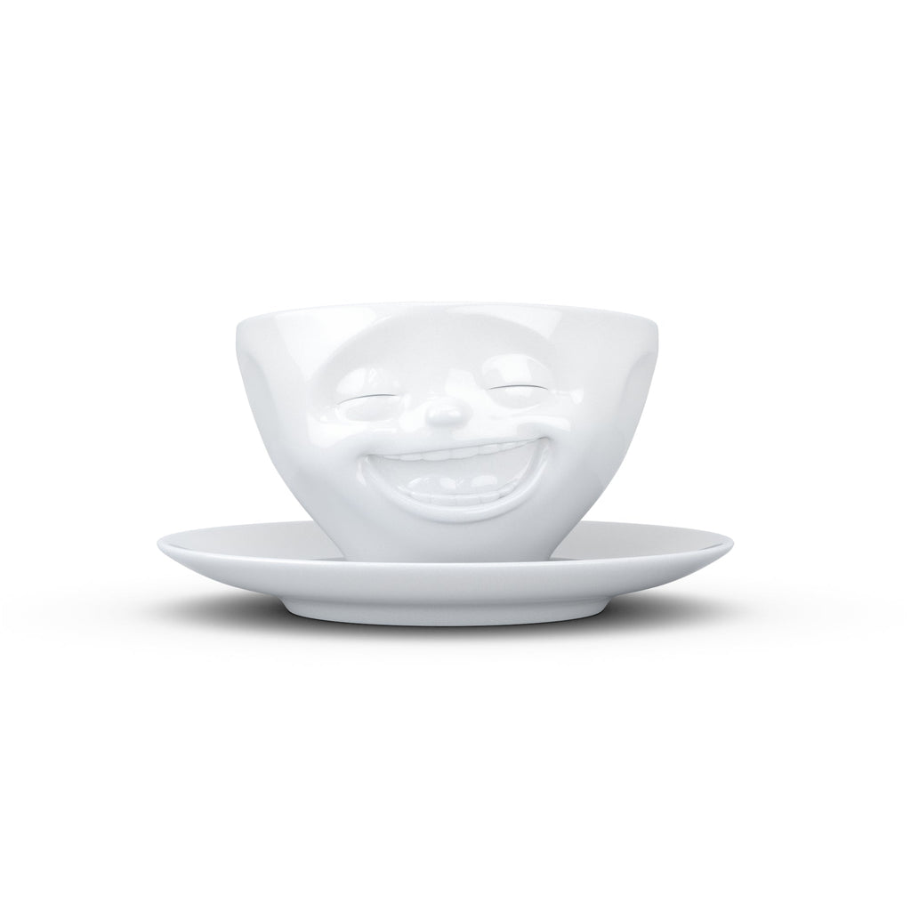 Premium B-Ware Kaffeetasse - Lachend - 200 ml weiß