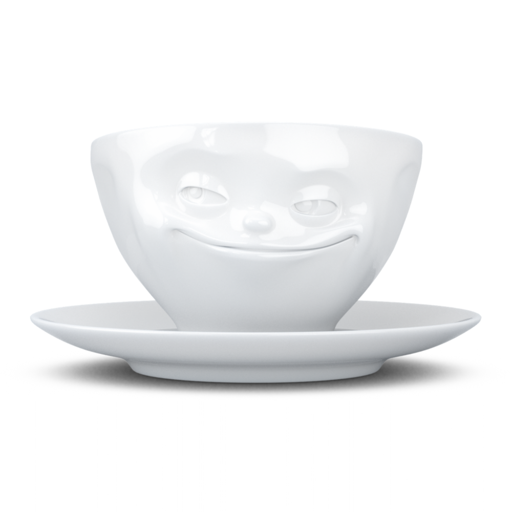 FiftyEight T014101 Kaffeetasse - Grinsend - 200 ml weiß