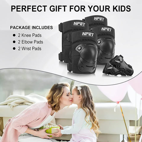 NPET 6 Pack Child Protective Gear Set Knee Pads Elbow Pads Wrist
