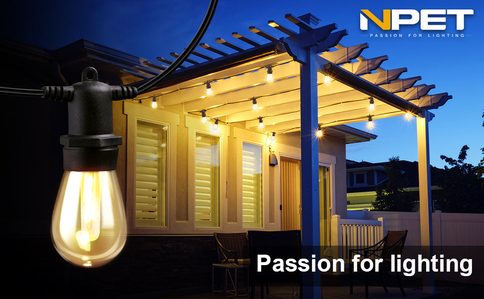 NPET 48ft Outdoor Strng Light 2W LED Bulbs – NPET Online Store