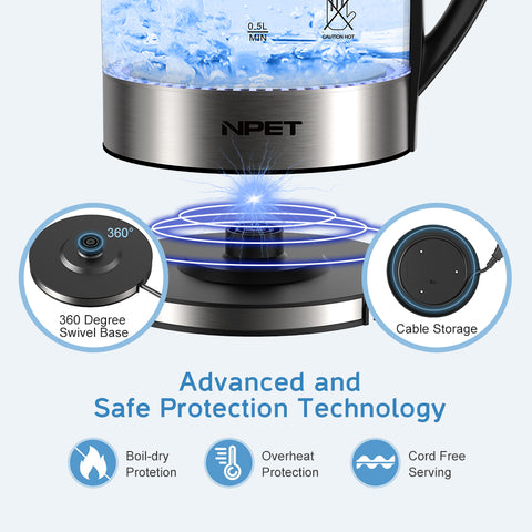 NPET EK20 1000W Electric Kettle 1.8L Water Heater Kettles – NPET Online  Store