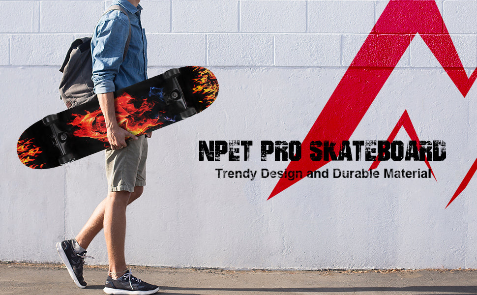 NPET Pro Skateboard Complete 31 Inch 7 Layer Canadian Maple