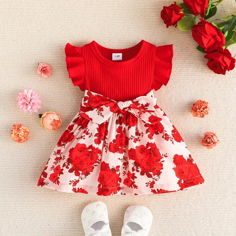 Dress For Kids 3-24 Months Style Fashion Butterfly sleeve Cute Floral Summer Princess Formal Dresses Ootd For Newborn Baby Girl