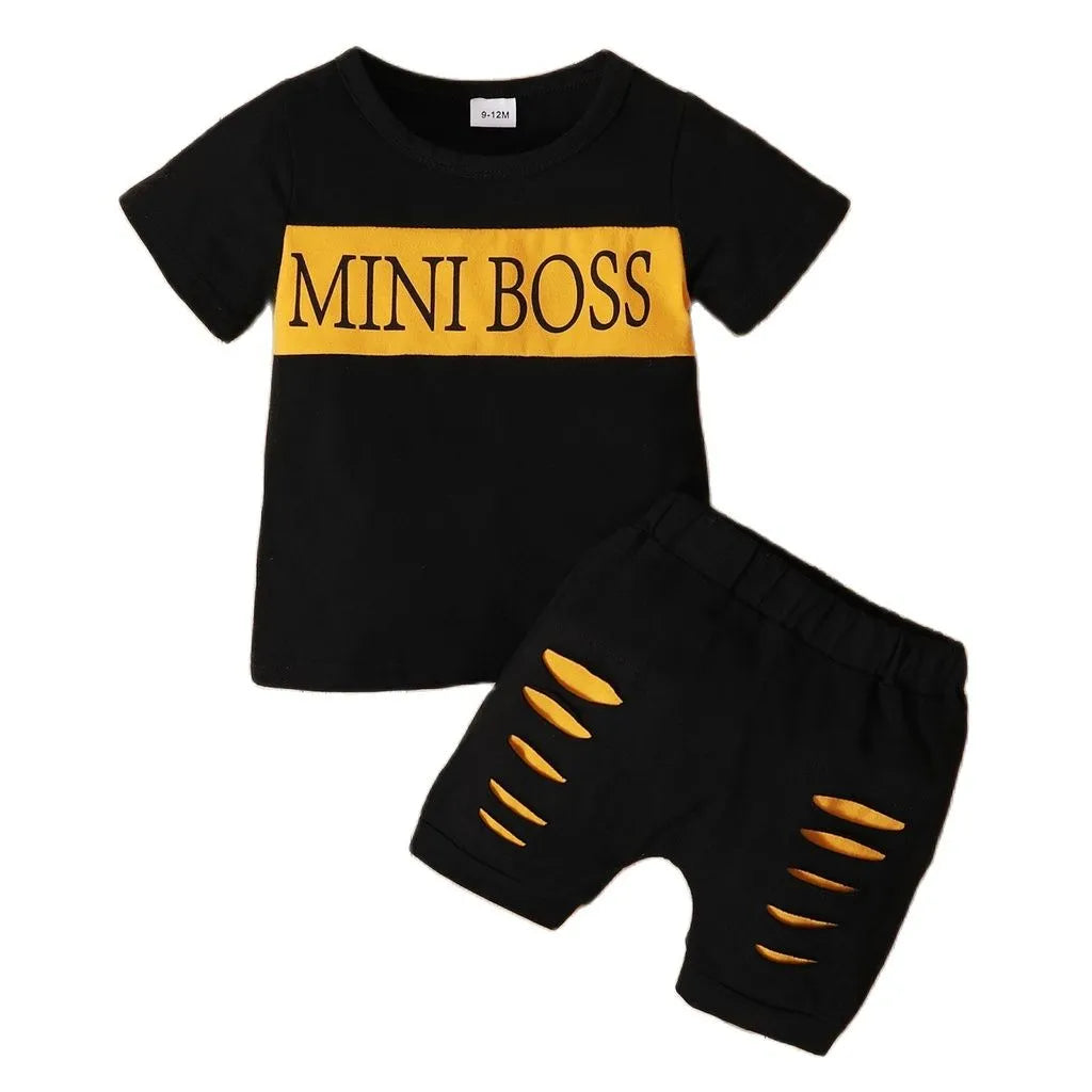 Great 0-3 Years Toddler Newborn Baby Boy 2PCS Clothes Set Summer Casual Suit Letters Print Short Sleeve T-shirt + Shorts Sport Outfit