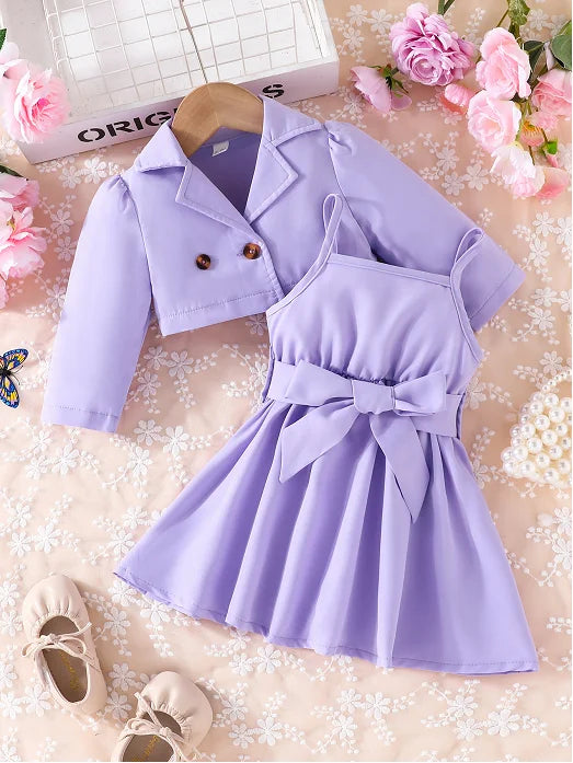 2 Pieces/suit Newborn Girl 6 Months -4 Years Long Sleeve Top Sling dress Princess Dress Costume Baby suit