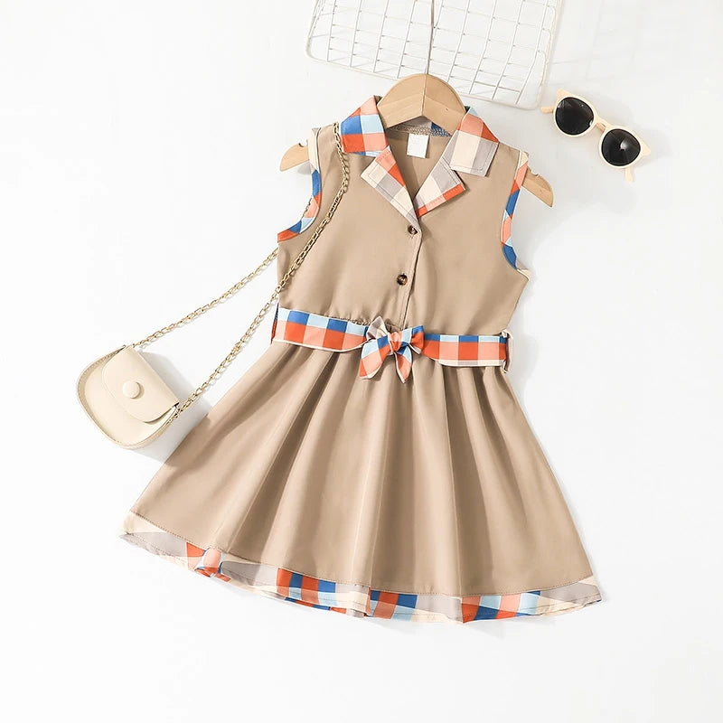 Baby Girl Dress 4-8Years Korean Style Sleeveless Toddler Kids Fashion Shirt Dresses