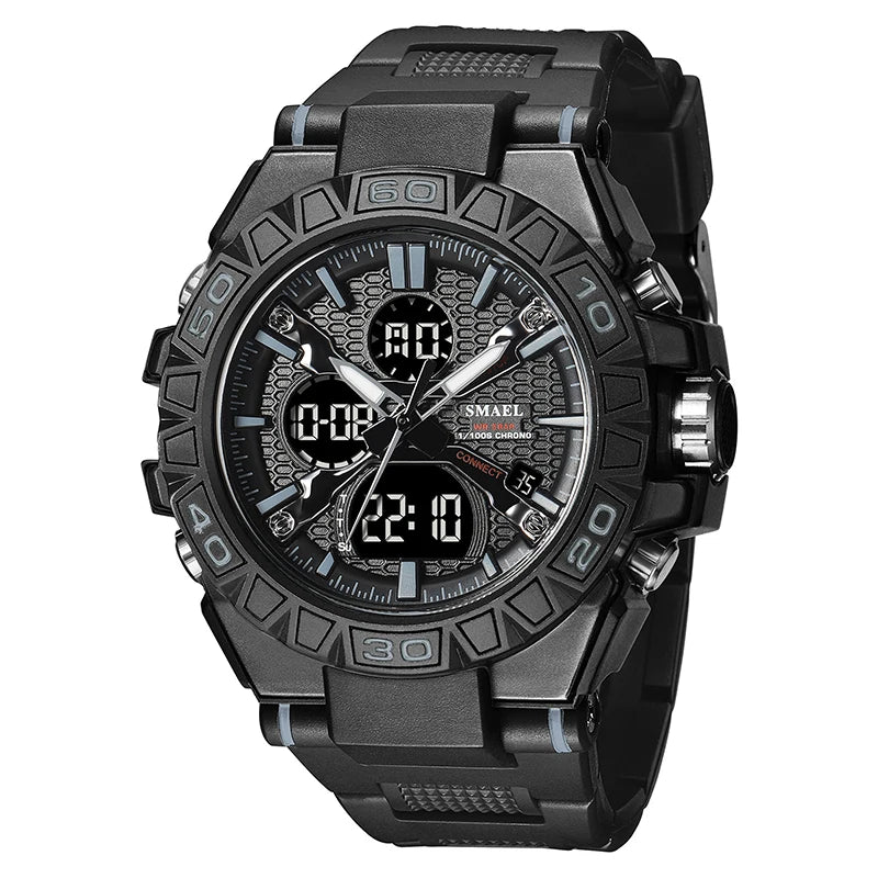 New Men Fashion Watches Quartz Watch Waterproof 50M Man Digital Watch Led 8071 Smael Brand Watch Military Sports Dual Display