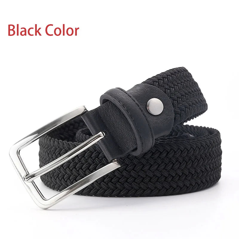 Stretch Canvas Leather Belts for Men Female Casual Knitted Woven Military Tactical Strap Male Elastic Belt for Pants Jeans