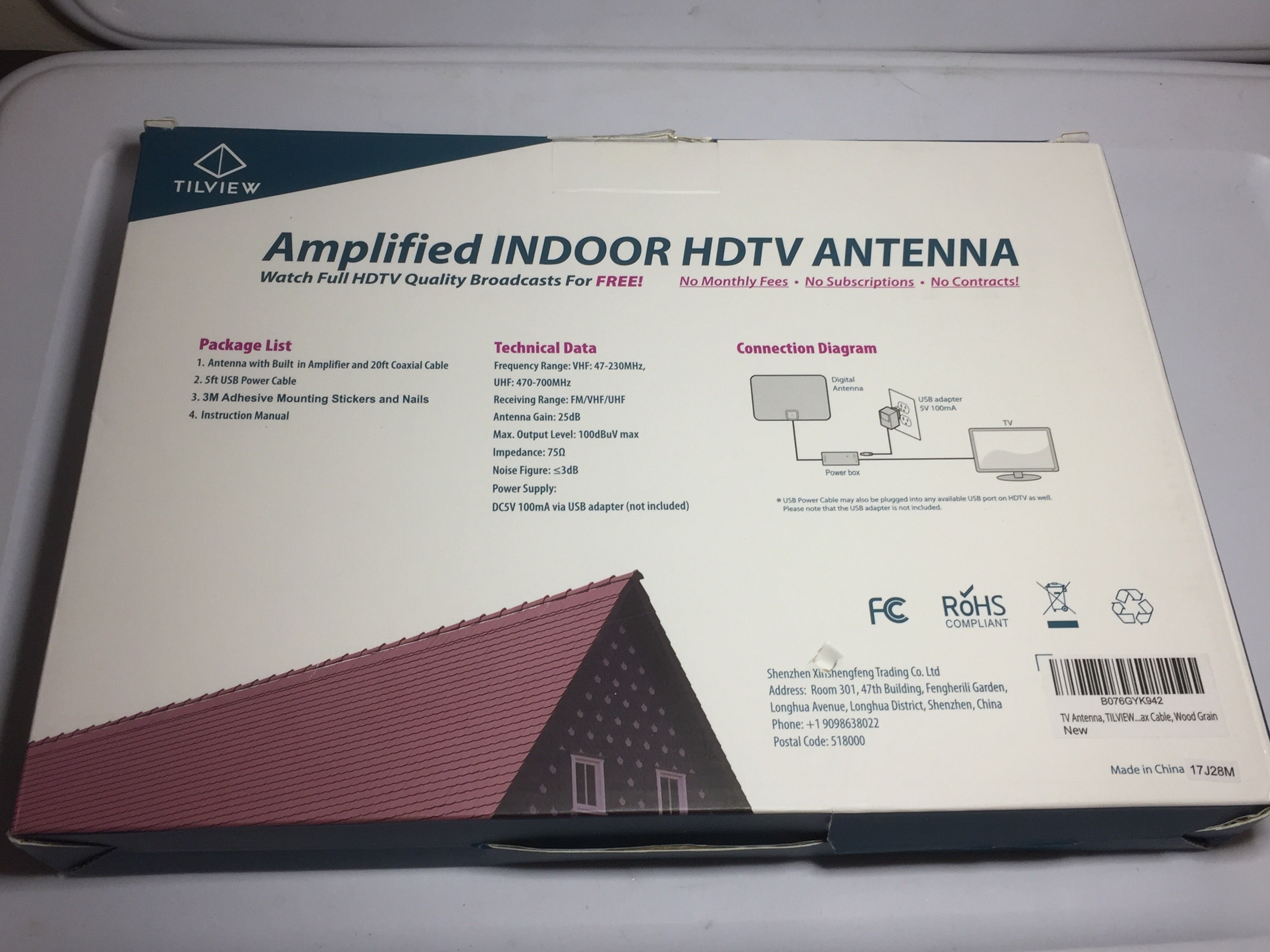 Amplified Indoor HDTV Antenna