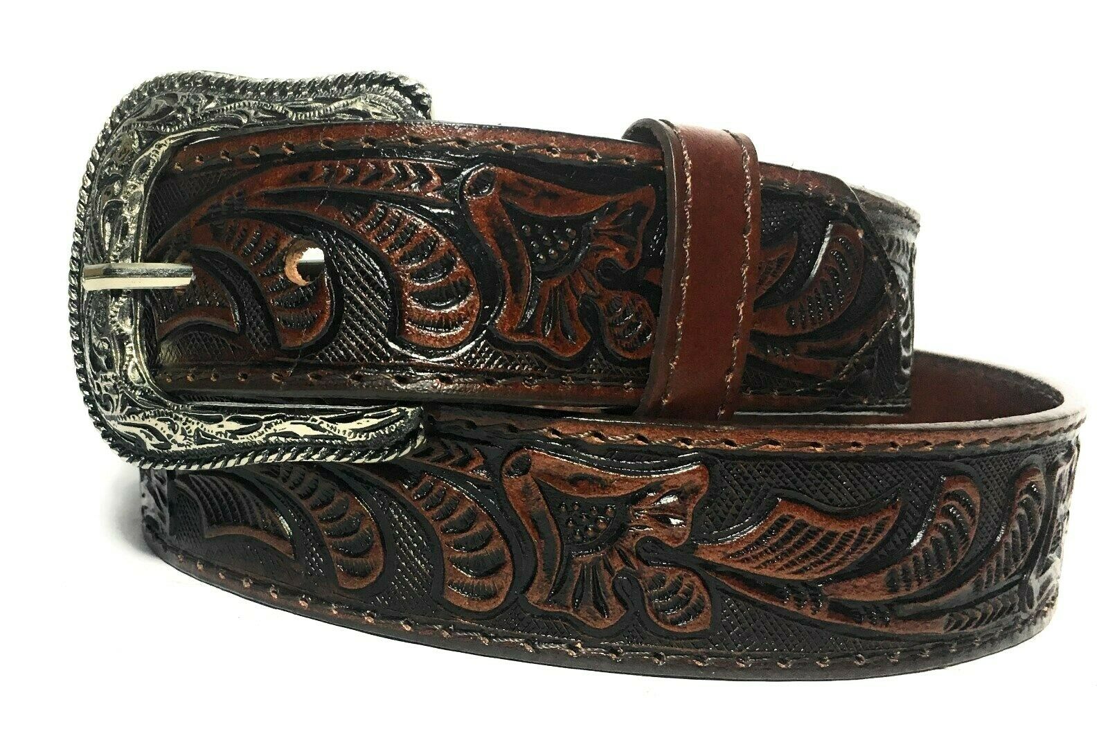 MRoyale? Embossed Western Leather Belt | Floral Tulip, Cowboy Rodeo, 4 Colors