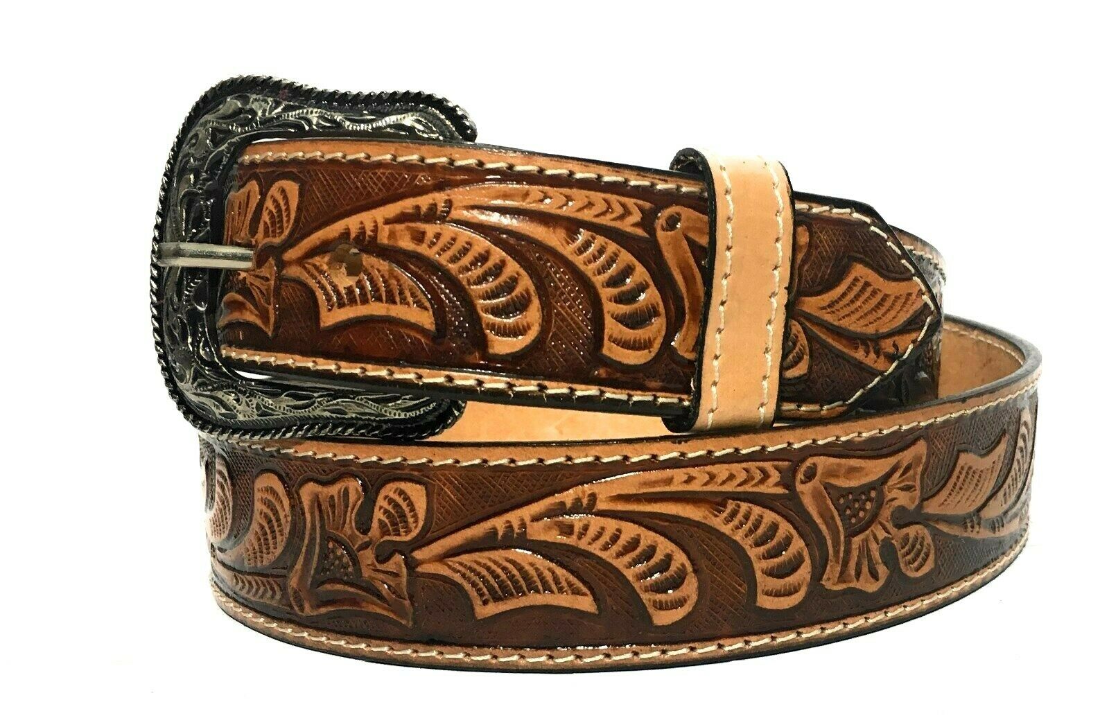 MRoyale? Embossed Western Leather Belt | Floral Tulip, Cowboy Rodeo, 4 Colors