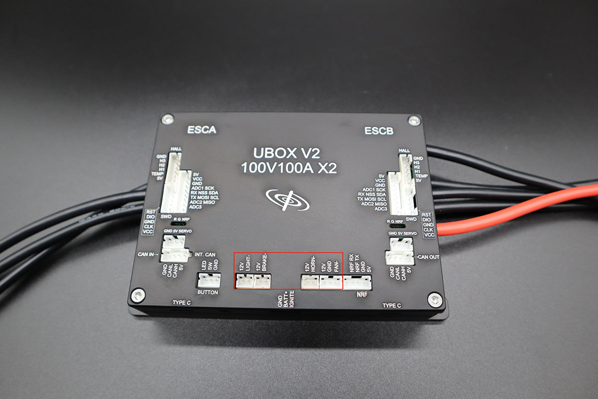 Ubox v2 has 3 groups of 12v power supply