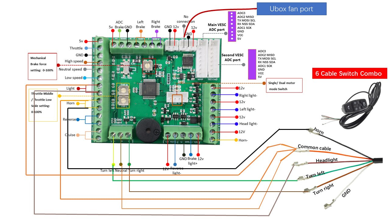 6pin wuxing switch combo wiring with ewheel adc adapter