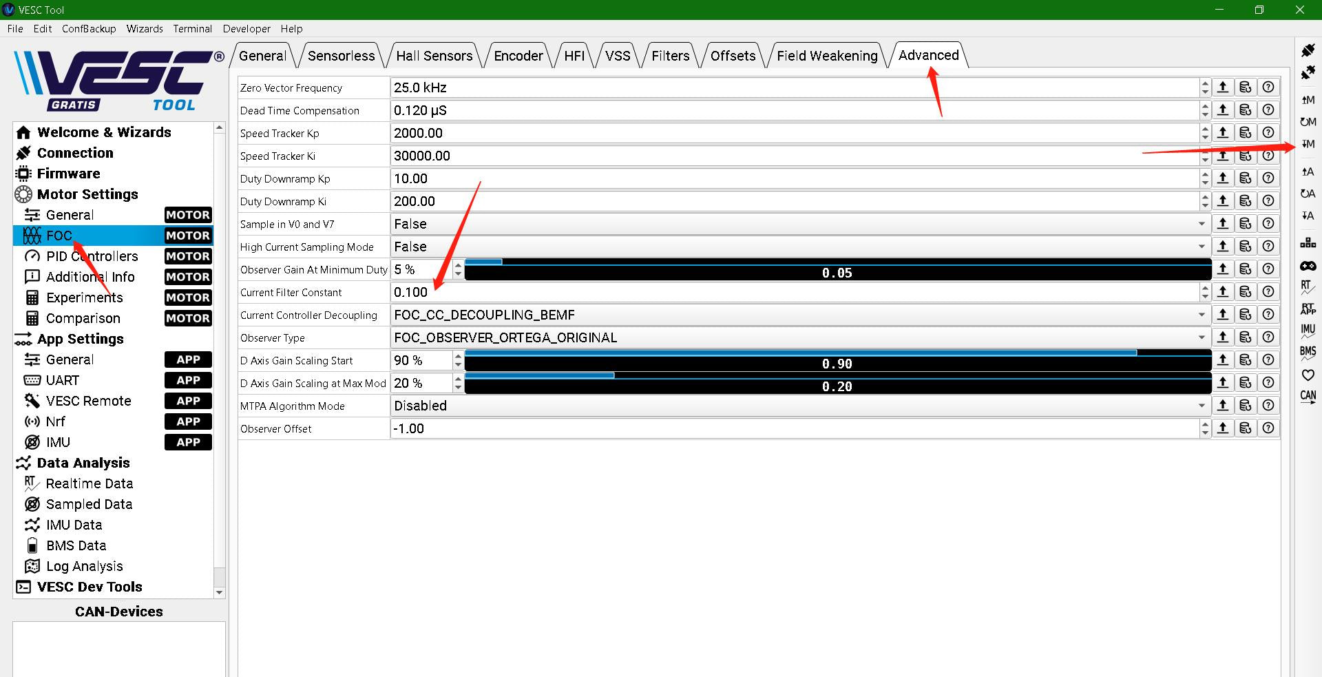 Step3: Adjust the current filter constant