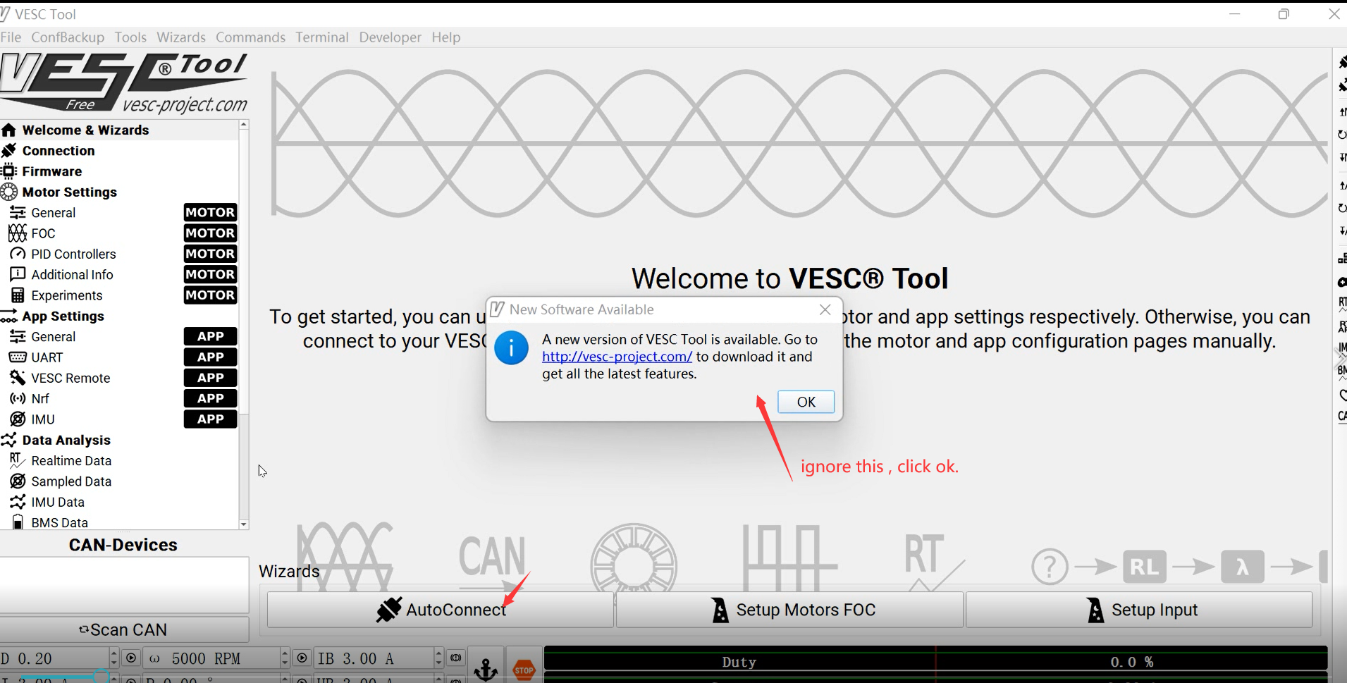 Step1: how to update firmware in vesc