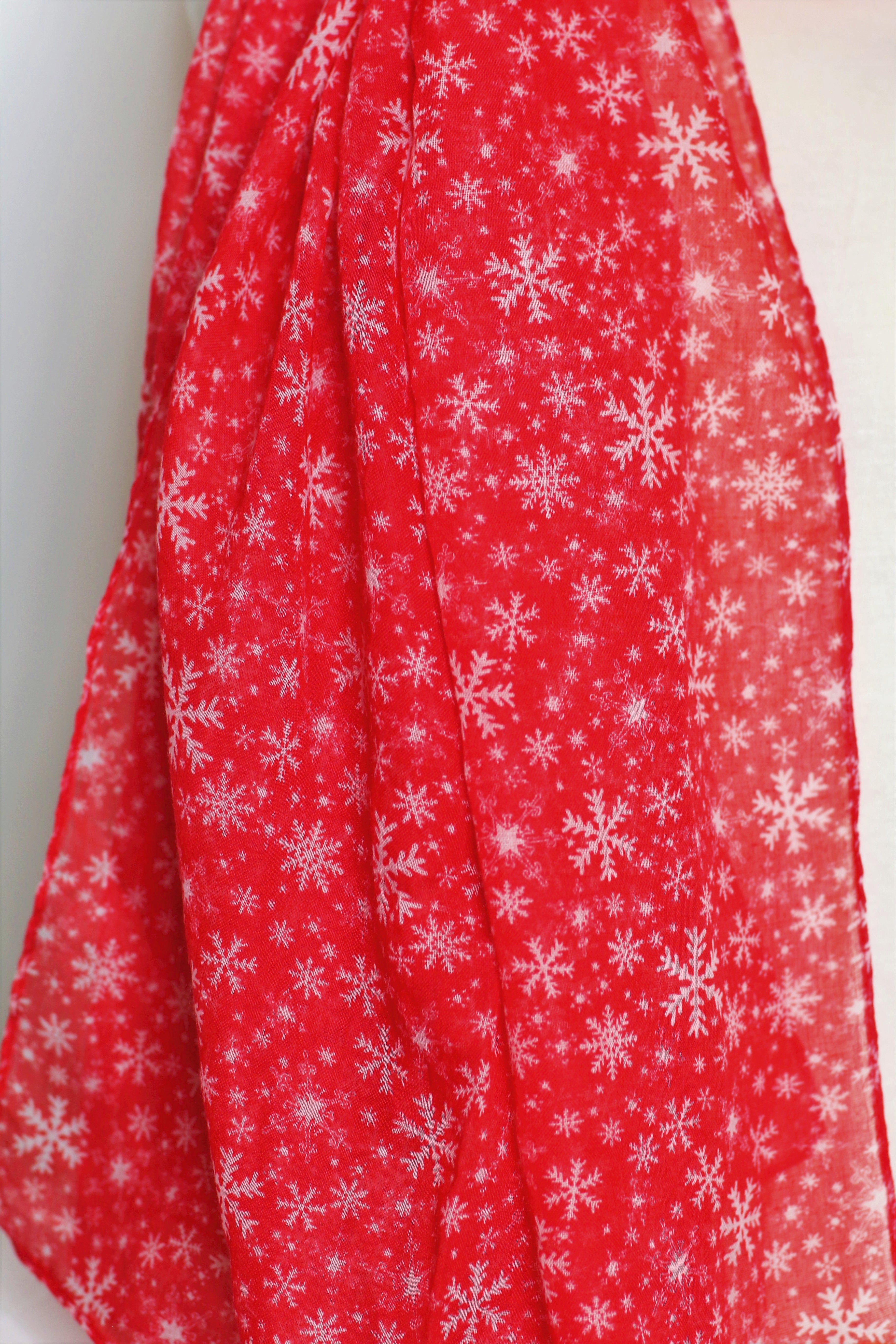 Snowflake Scarf, Red/ One Size