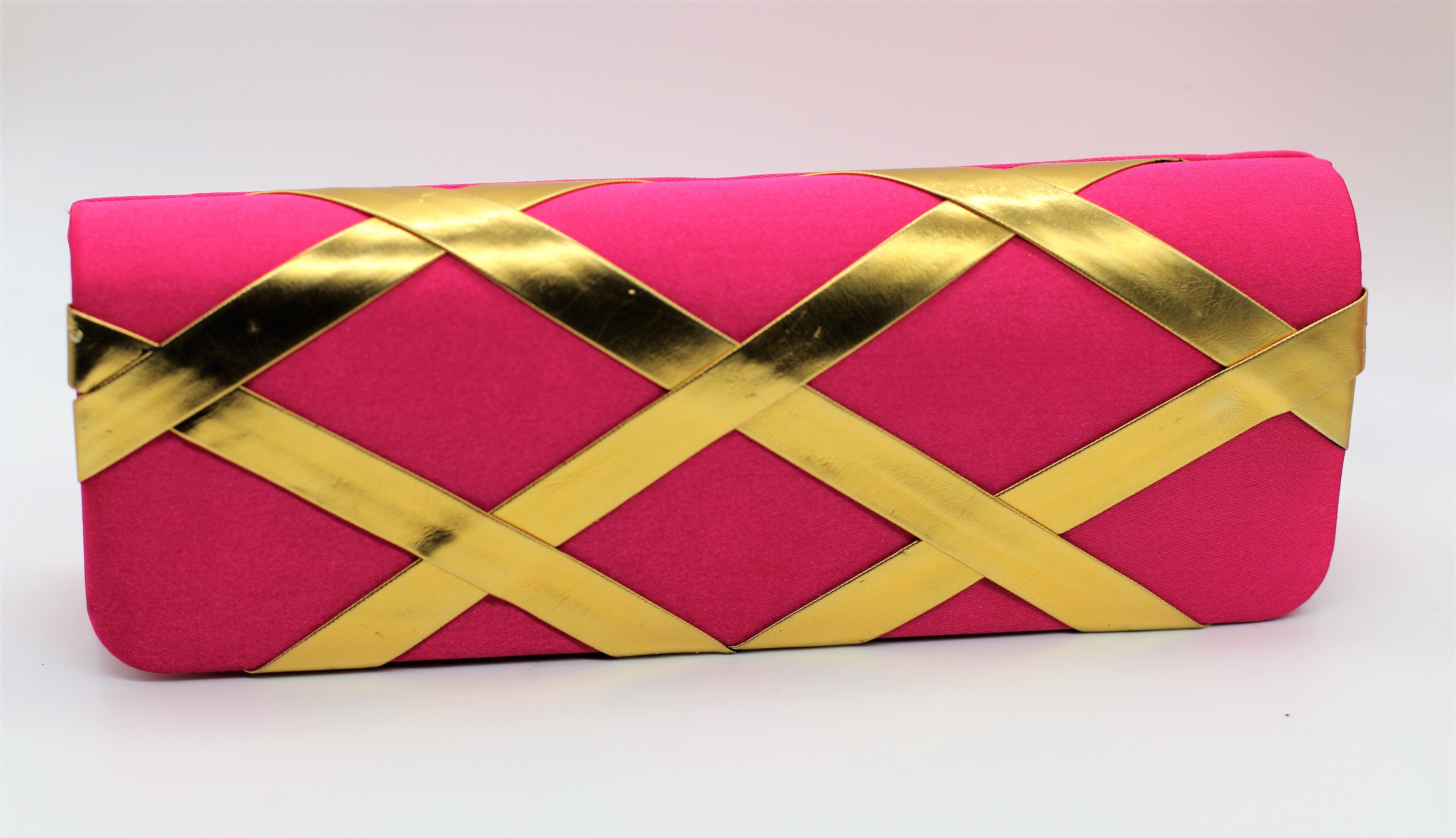 Fuchsia-Gold Evening Clutch Purse