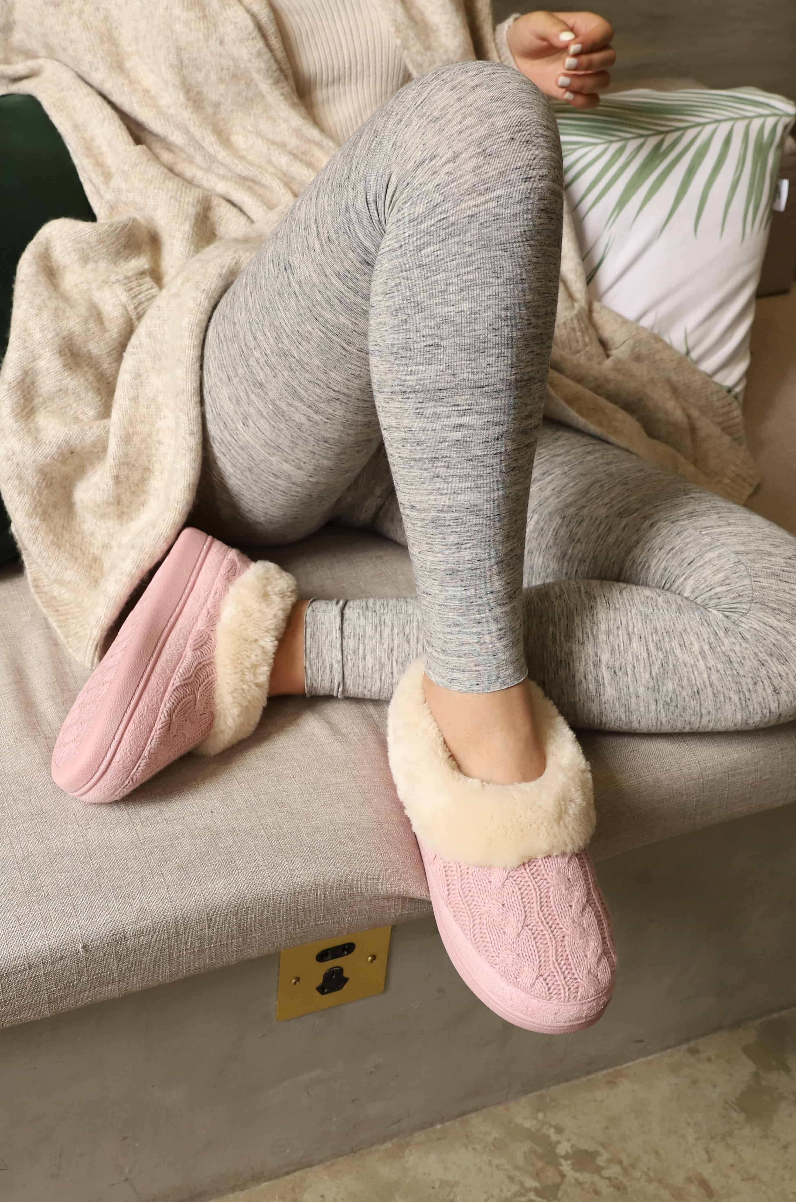 VeraCosy Ladies' Knitted Faux Suede Moc Slippers