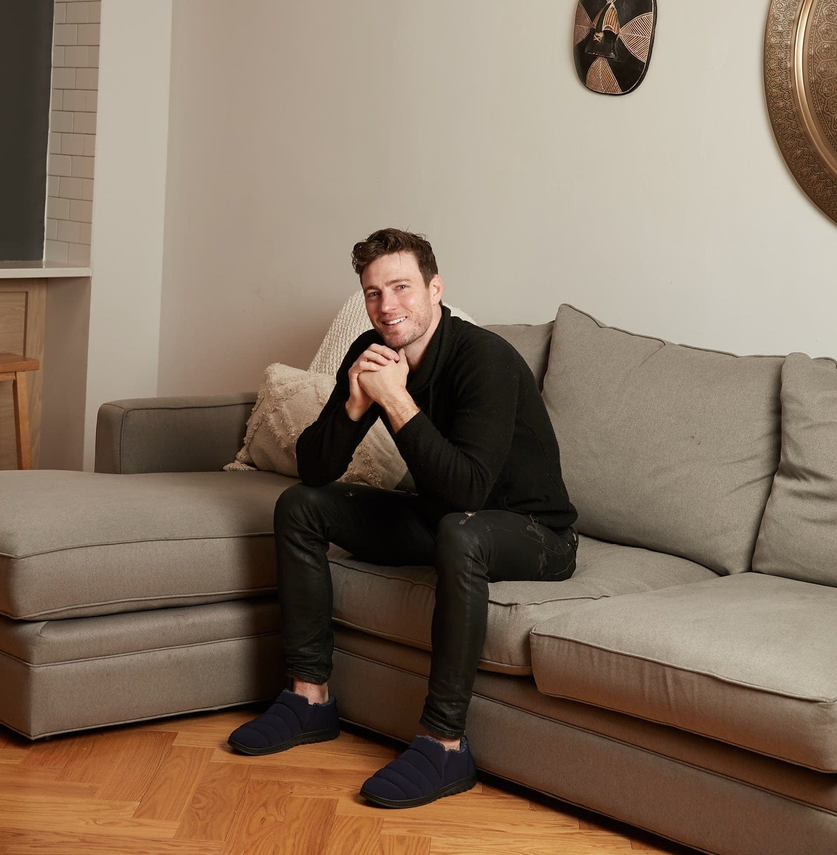 Men's Warm Quilted Ankle Mule Slippers