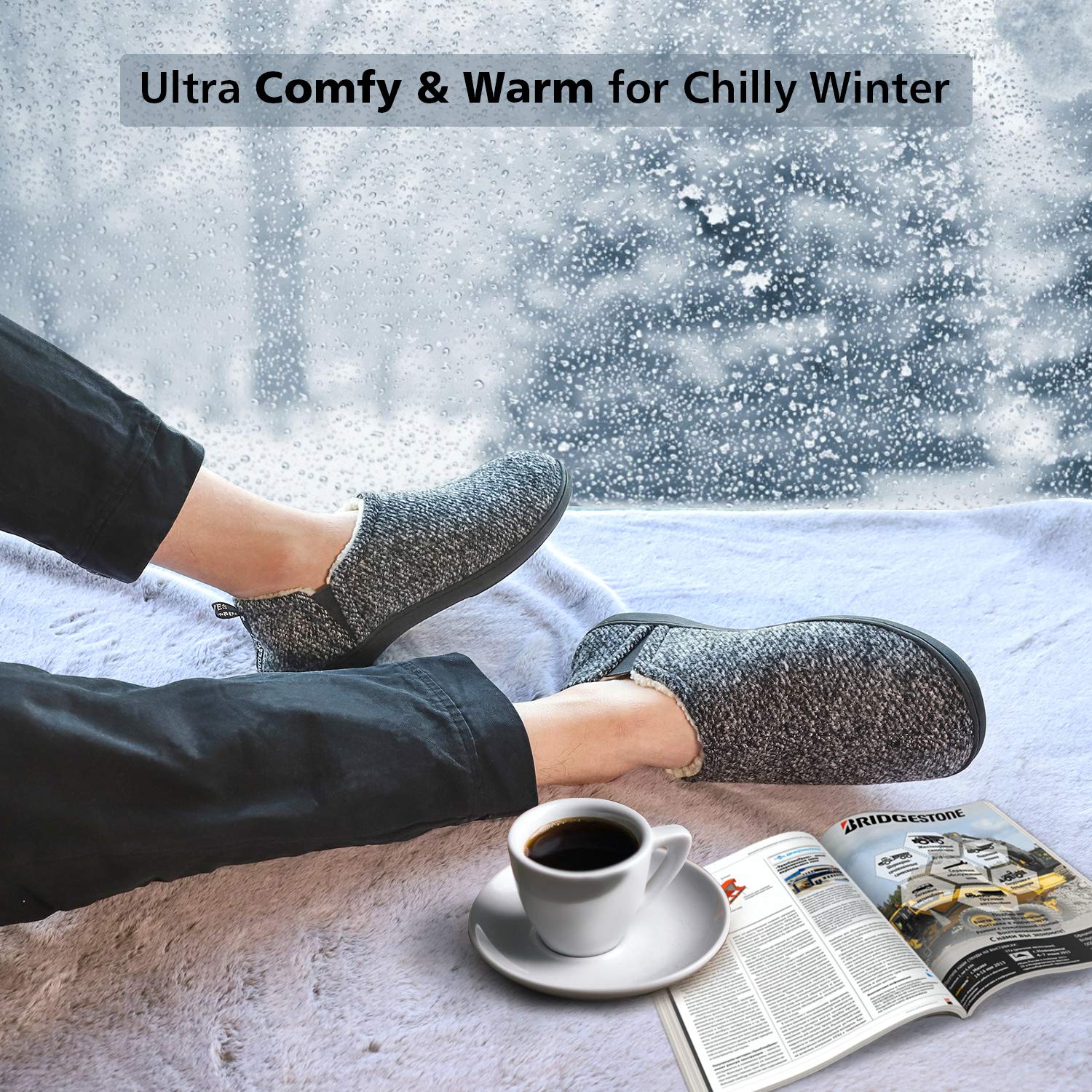 Men's Snug Leaves Fuzzy Wool Elastic Slippers