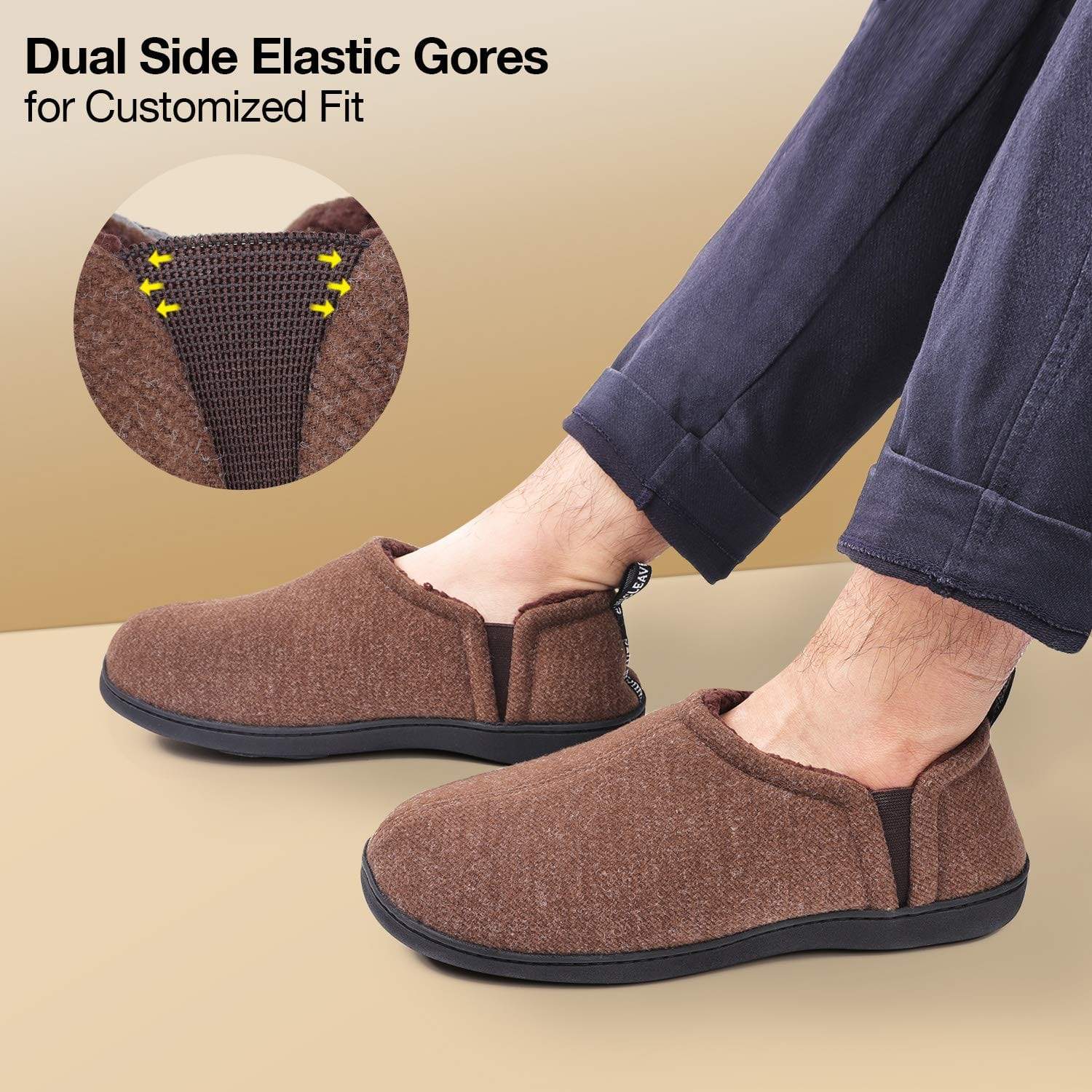 Men's Snug Leaves Fuzzy Wool Elastic Slippers