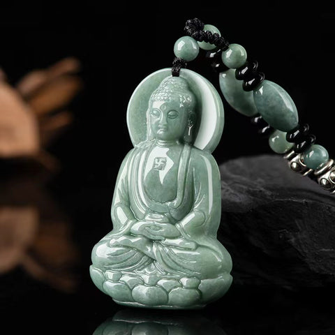Natural Jadeite Guanyin Buddha Pendant | FengshuiGallary