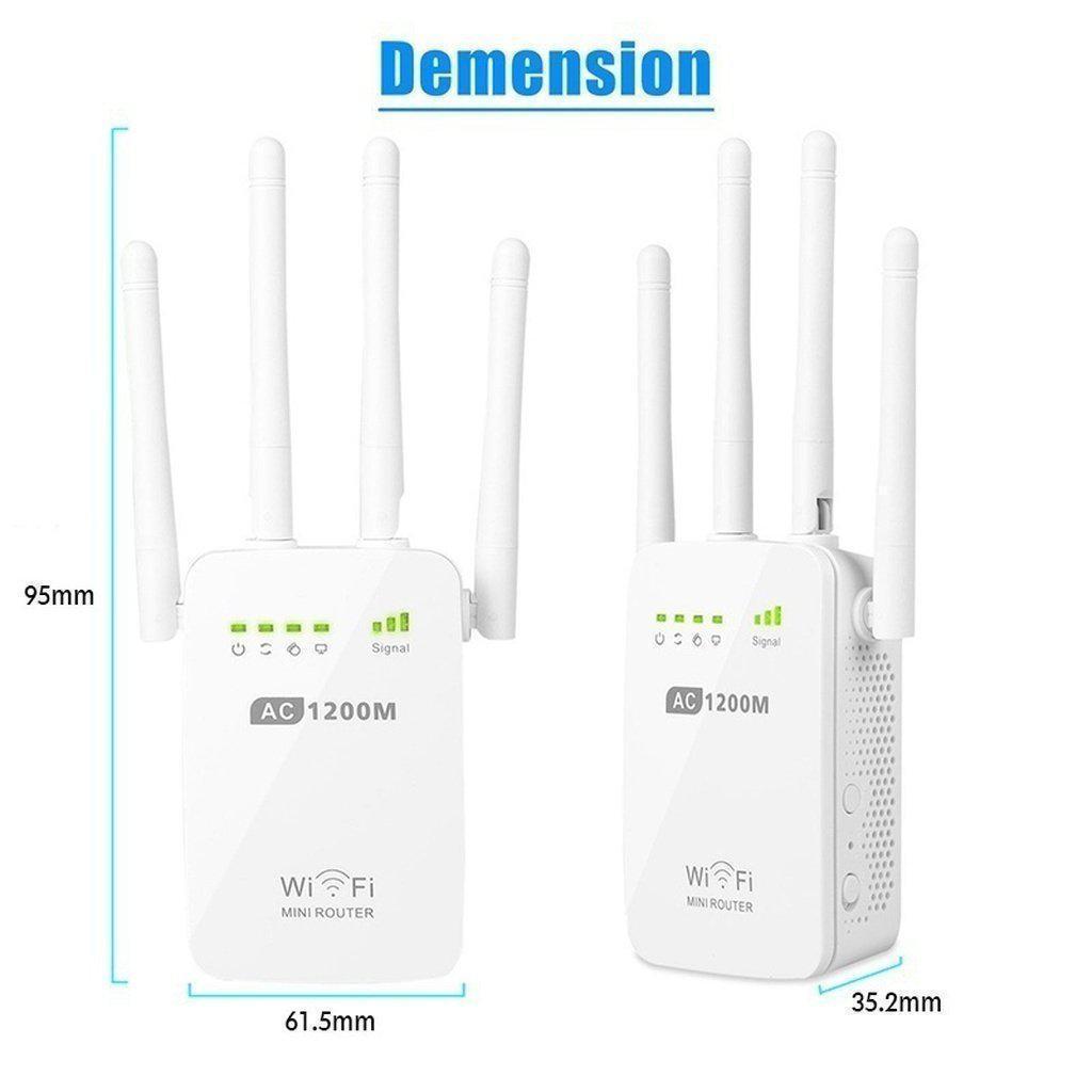 1200Mbps Dual Band 2.4/5G Wireless Range Extender WiFi