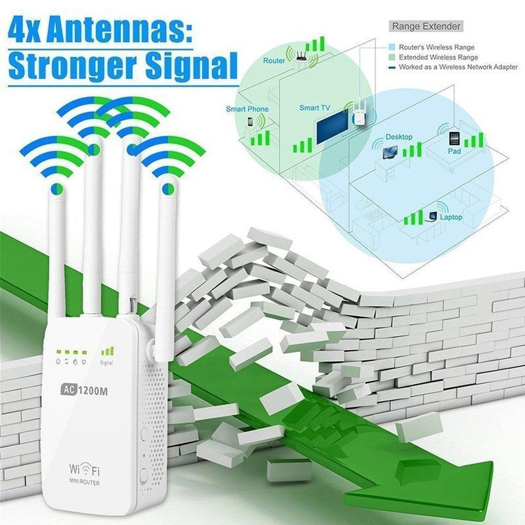 1200Mbps Dual Band 2.4/5G Wireless Range Extender WiFi