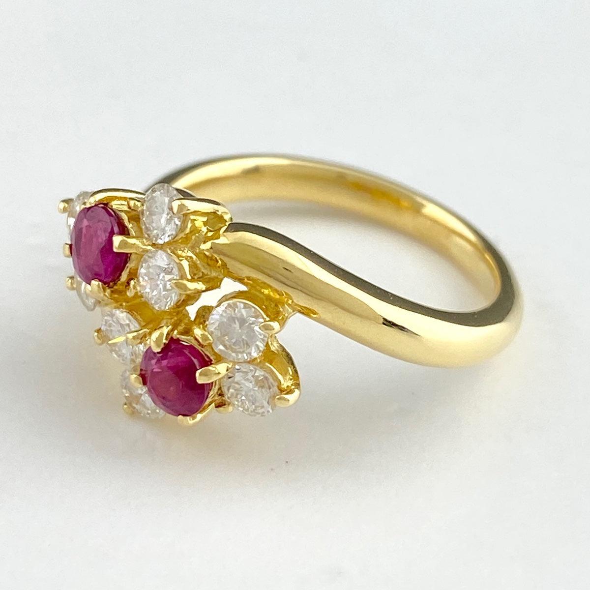 K18ルビーリングメレダイヤダイヤ11号