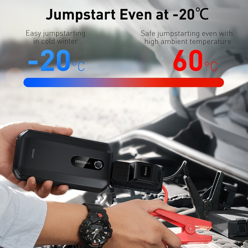 Baseus 10000mAh Car Jump Starter Power Bank Portable Power Station 1000A Starting Device Car Booster Battery Charger Jump Start