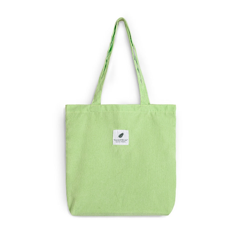Women Corduroy Shopping Bag Female Canvas Cloth Shoulder Bag