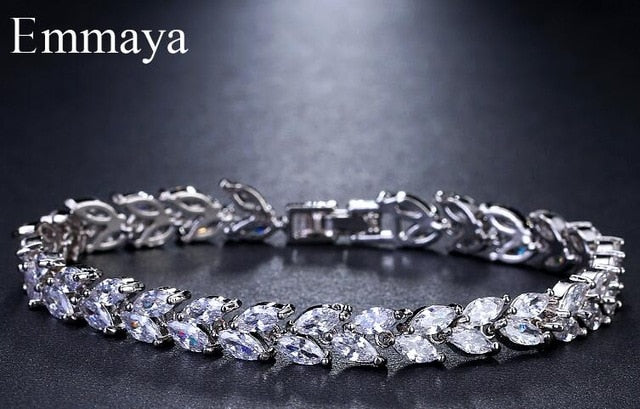 Emmaya Brand Fashion Charm AAA Cubic White Zircon Four Colors Leaf Jewelry Bracelets For Woman Elegance Wedding Party Gift