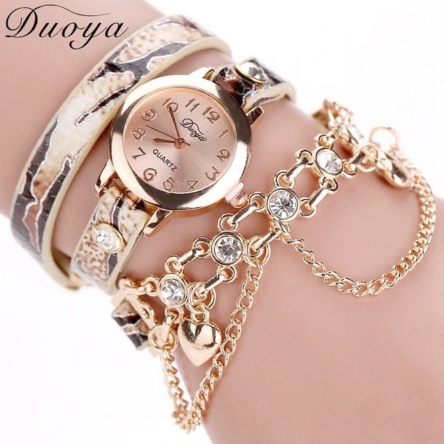 Duoya Brand Watch Women Leopard Luxury Band Bracelet