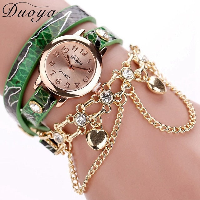 Duoya Brand Watch Women Leopard Luxury Band Bracelet