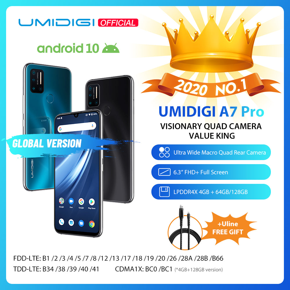 In Stock UMIDIGI A7 Pro Quad Camera Android 10 OS 6.3