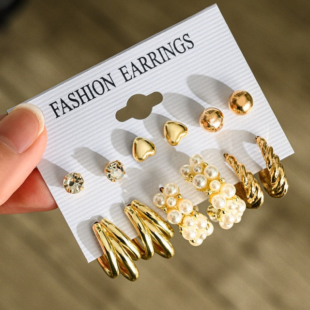 Fashion Geometric Hoop Earrings Set for Women Statement Vintage