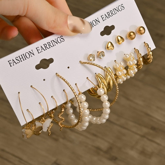 Fashion Geometric Hoop Earrings Set for Women Statement Vintage